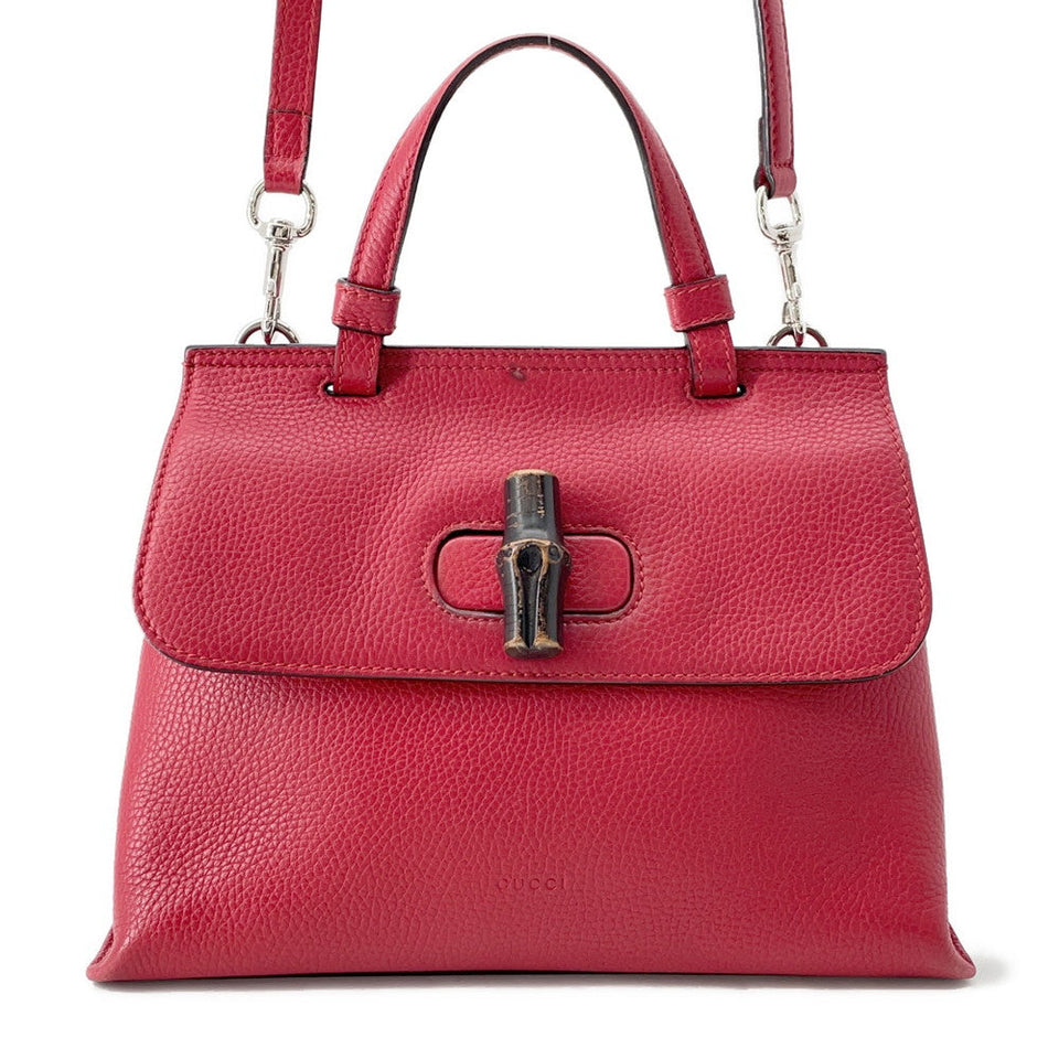Gucci Daily 2WAY Handbag Red370831 Bamboo Leather