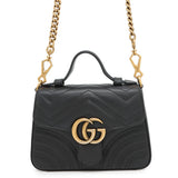 Gucci GG Marmont Top Handle Bag Black547260 Leather Size Small