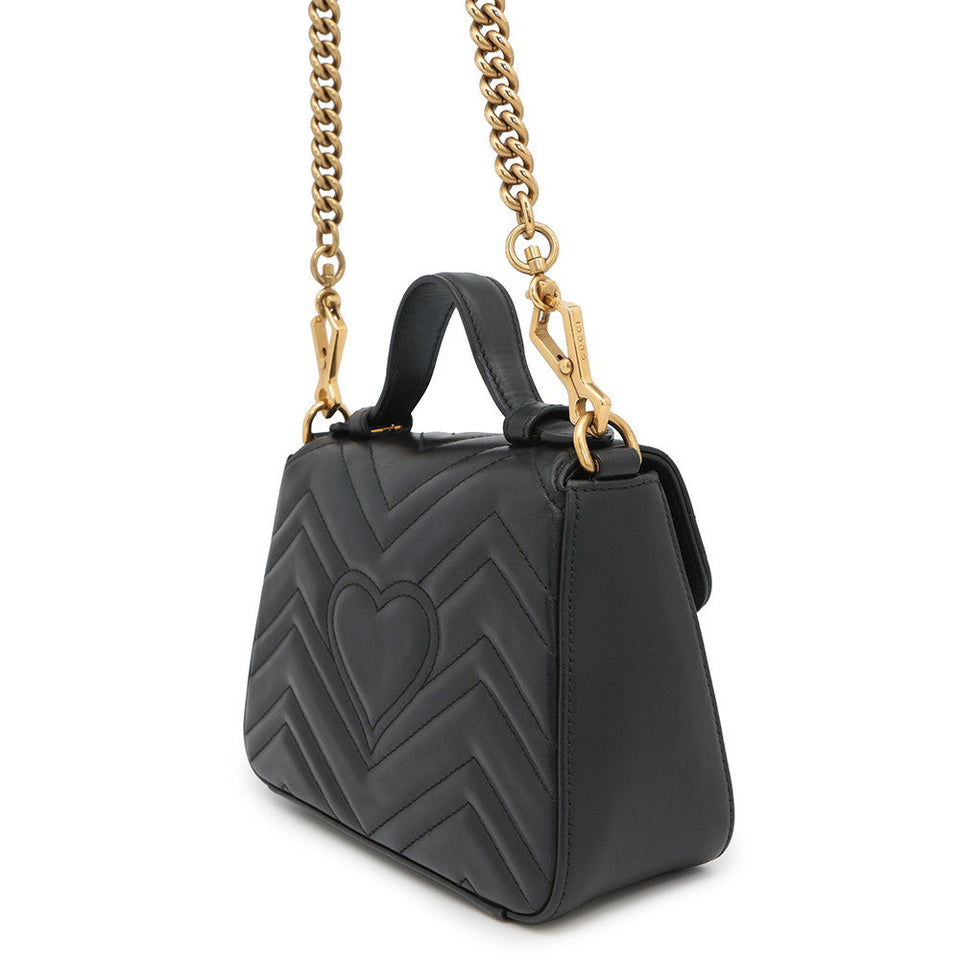 Gucci GG Marmont Top Handle Bag Black547260 Leather Size Small