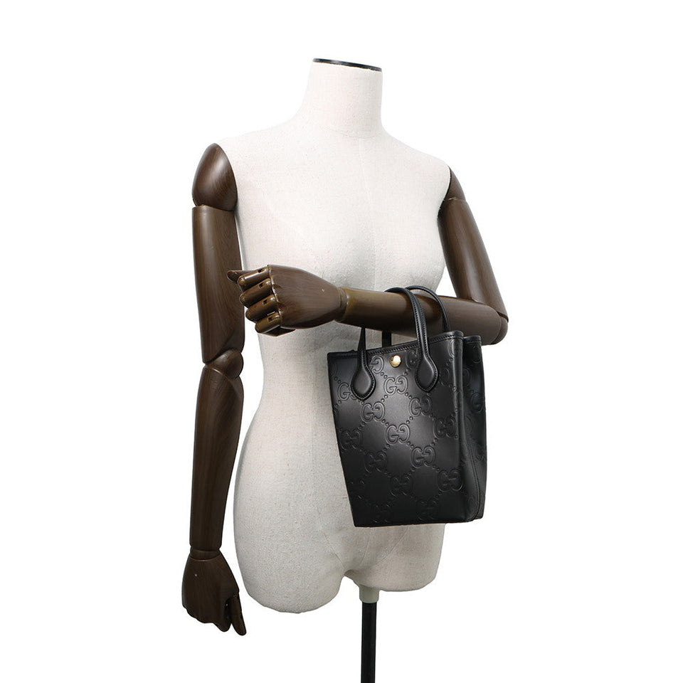 Gucci GG Super Mini 2WAY Bag Black790133 Leather
