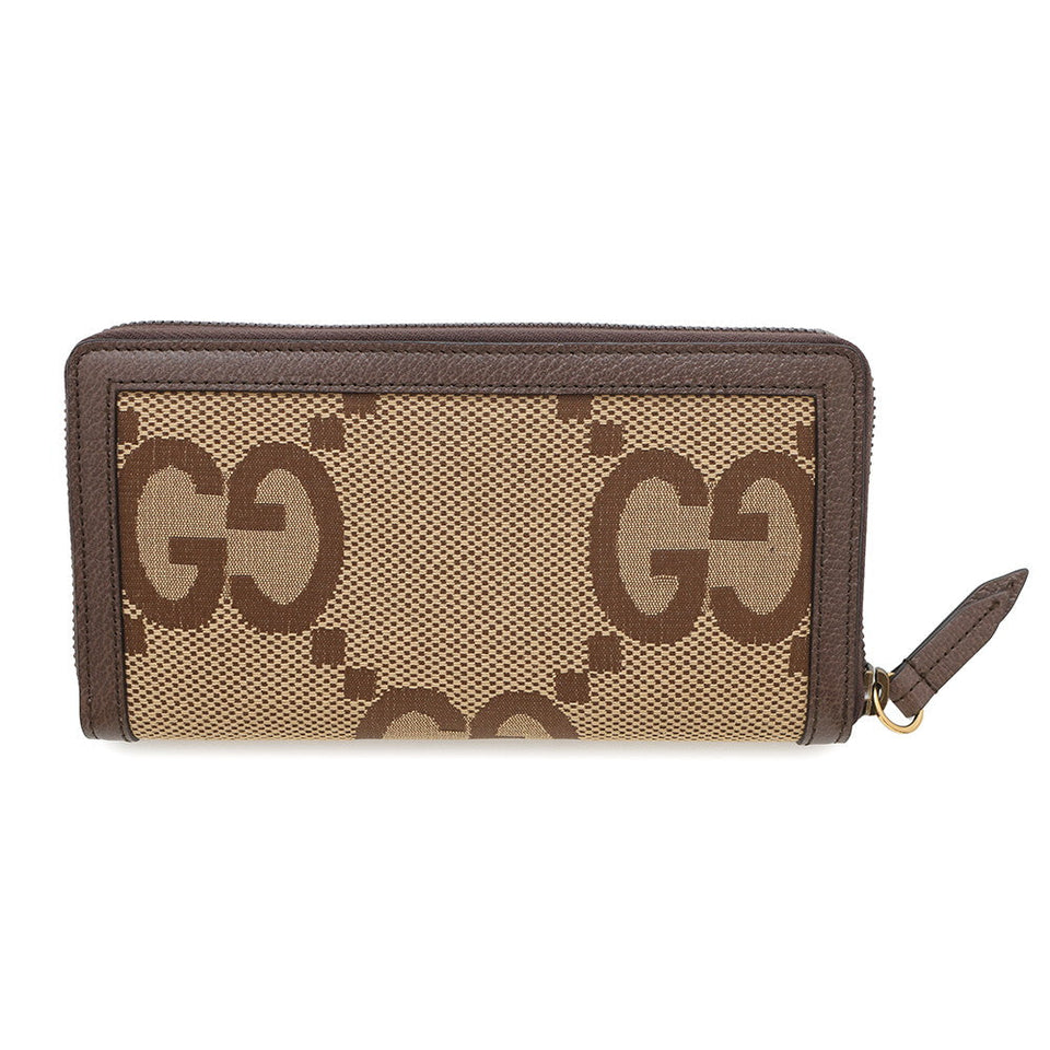 Gucci Jumbo GG Bamboo Zip Around Wallet Beige/Brown658634 Canvas/Leather