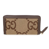 Gucci Jumbo GG Bamboo Zip Around Wallet Beige/Brown658634 Canvas/Leather