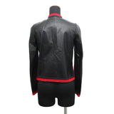Gucci Leather Jacket Size 36 Black/Red/Navy Leather Cotton100%