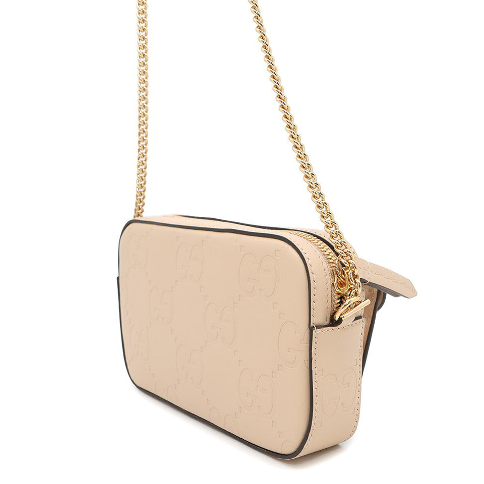 Gucci GG Super Mini ChainShoulder Beige781554 Leather