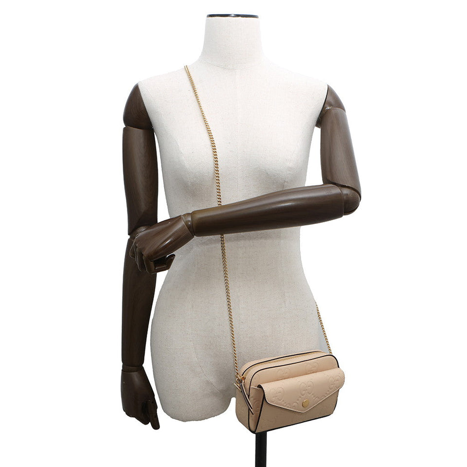 Gucci GG Super Mini ChainShoulder Beige781554 Leather
