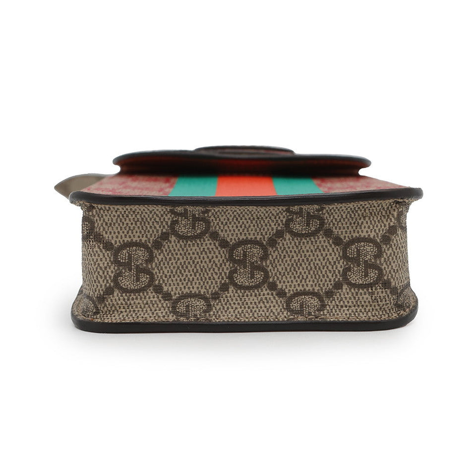 Gucci GG Supreme Shoulder Beige/Red/Green723766 GG Supreme Leather