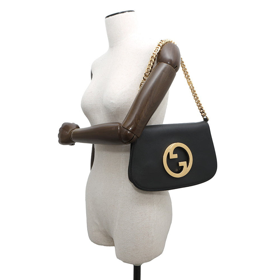 Gucci Blondie 2WAY Shoulder Black699268 Leather Size Small