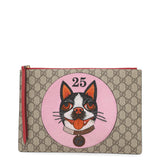 Gucci BOSCO Clutch Bag Beige/Pink/Red506280 GG Supreme Suede Leather