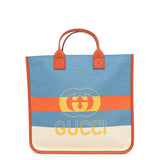 Gucci Interlocking G Tote Bag Blue/Orange/White550763 Leather Nylon
