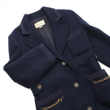Gucci Coat with GGChain Size 38 Navy669525 Wool 98% Nylon2%