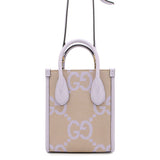 Gucci Jumbo GG 2-Way Tote Bag Purple/Beige671623 Leather Canvas Size Mini