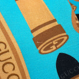 Gucci Lipstick & Tool Print Jacket Size 38 Light Blue/Brown740422 Rayon98% Silk2%