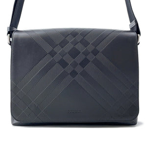 Burberry Embossed Check Messenger Bag Black81019221 Calf Leather