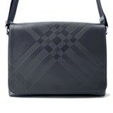 Burberry Embossed Check Messenger Bag Black81019221 Calf Leather