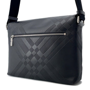 Burberry Embossed Check Messenger Bag Black81019221 Calf Leather