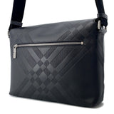 Burberry Embossed Check Messenger Bag Black81019221 Calf Leather
