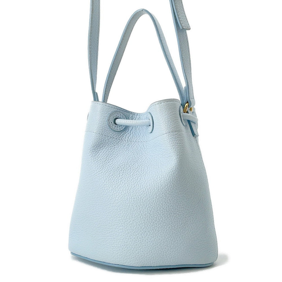 Burberry TB Bucket Drawstring Shoulder Bag Light Blue8070635 Leather Size Mini