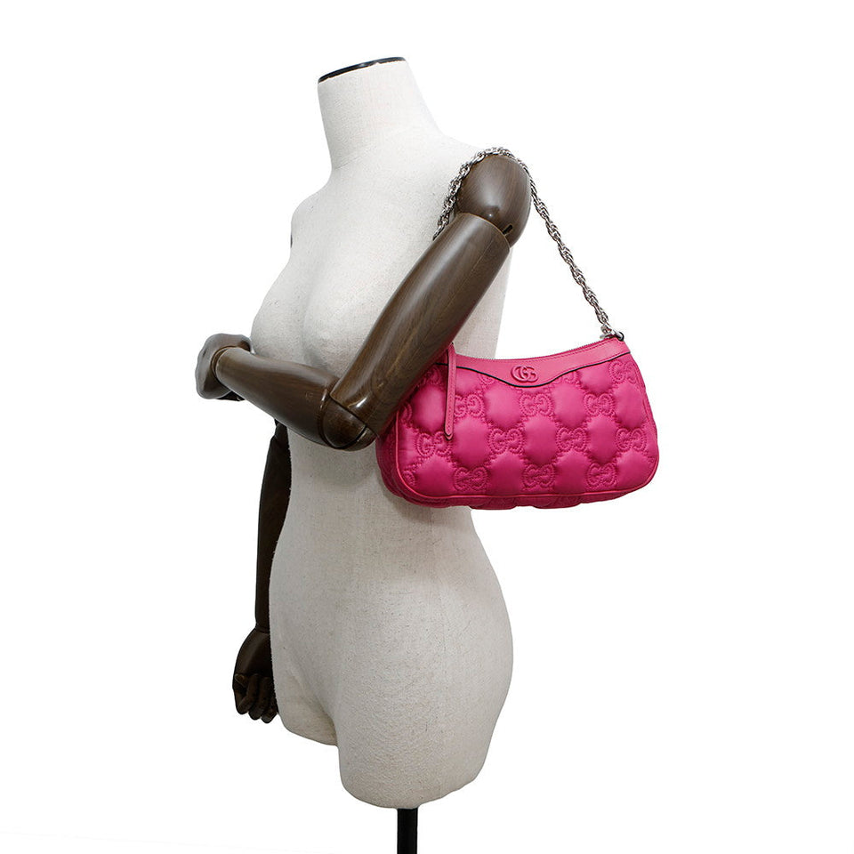 Gucci GGMatelasse 2WAY Shoulder Bag Pink735049 Nylon Leather