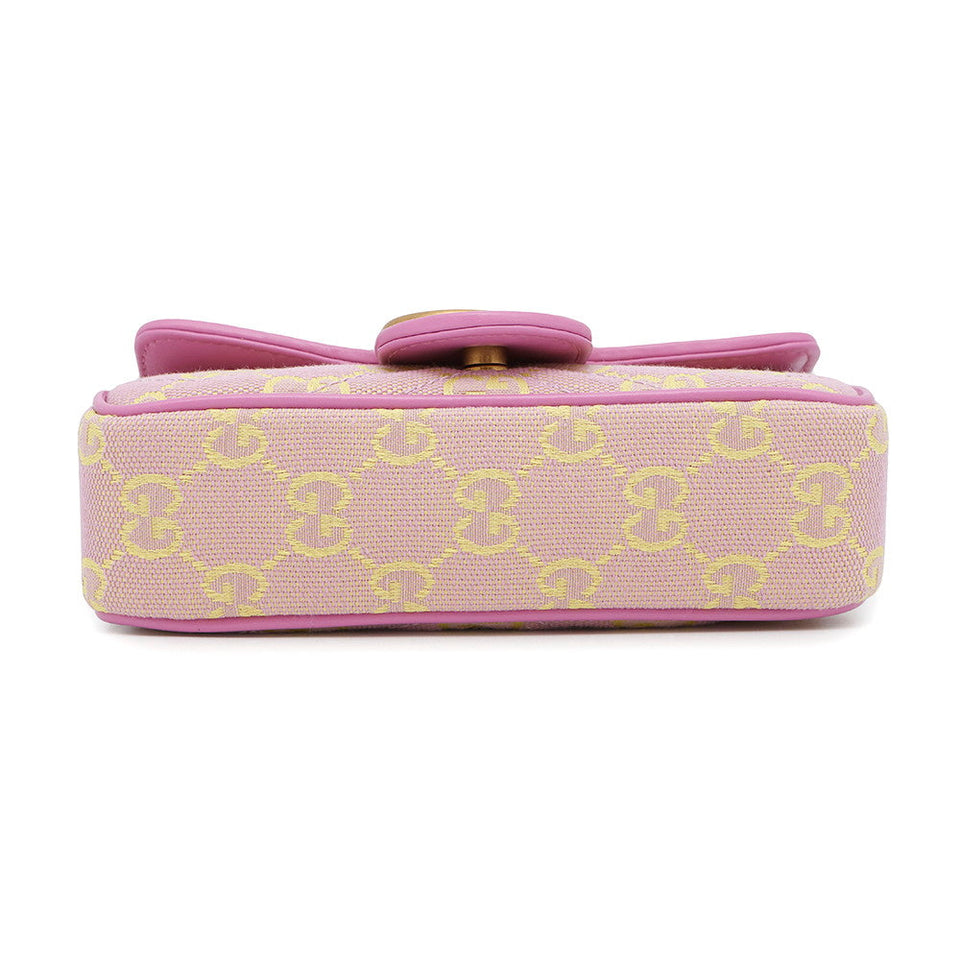 Gucci GG Super Mini ChainShoulder Bag Pink/Yellow783141 Canvas