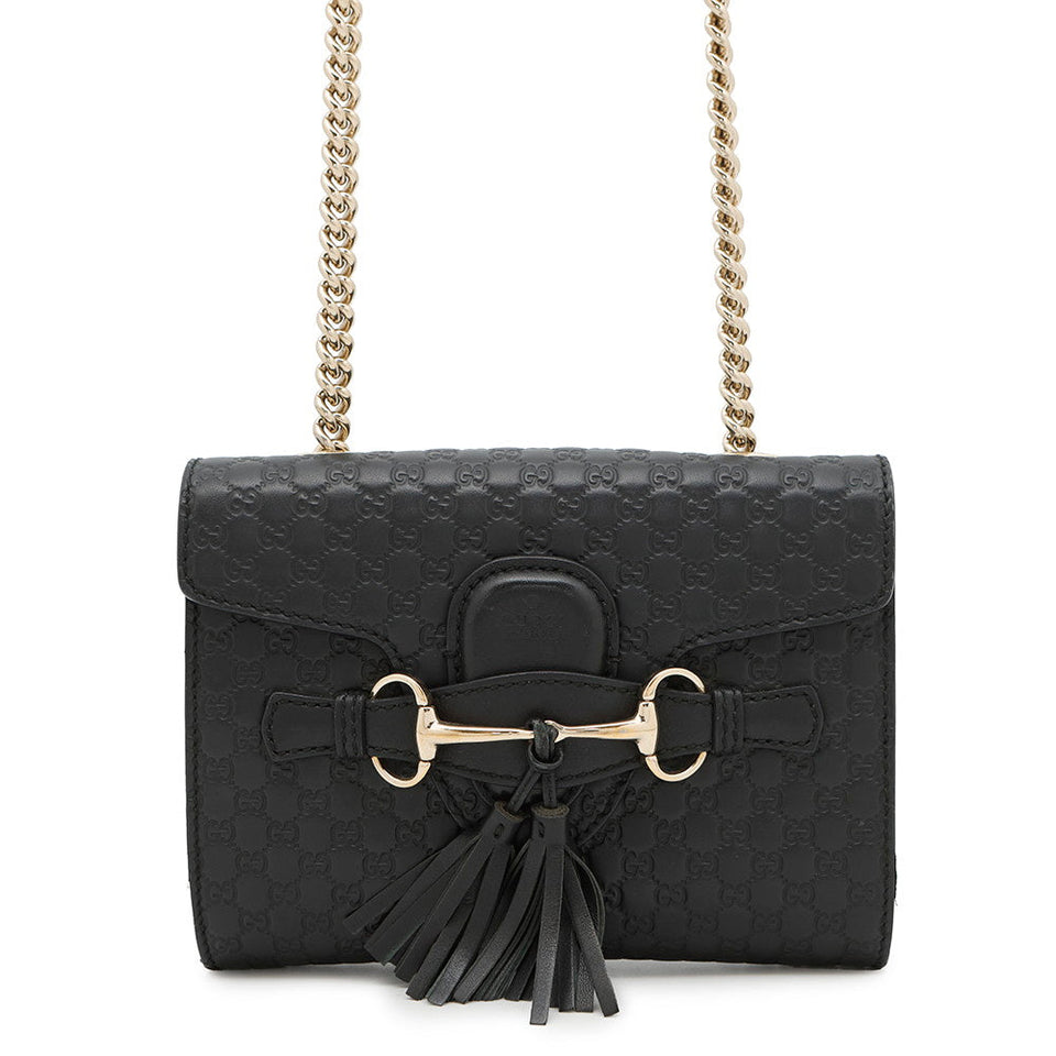 Gucci Emily MicroGuccissima Chainshoulder Bag Black449636 Leather