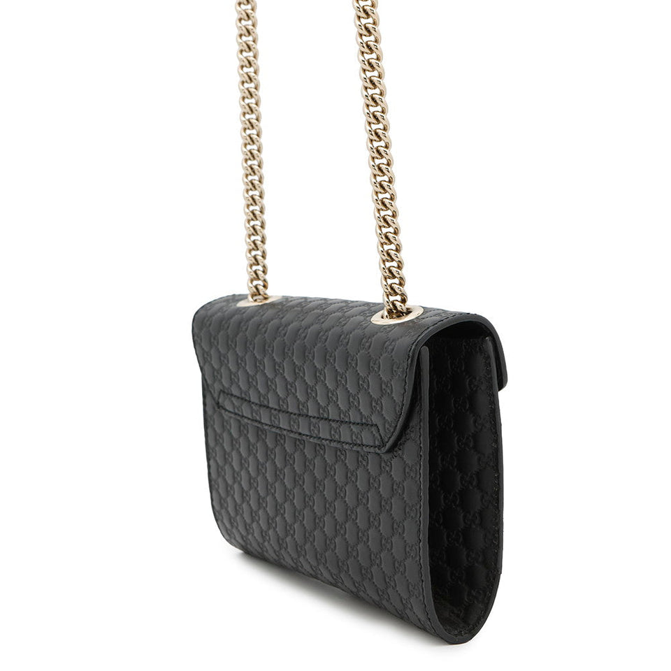 Gucci Emily MicroGuccissima Chainshoulder Bag Black449636 Leather