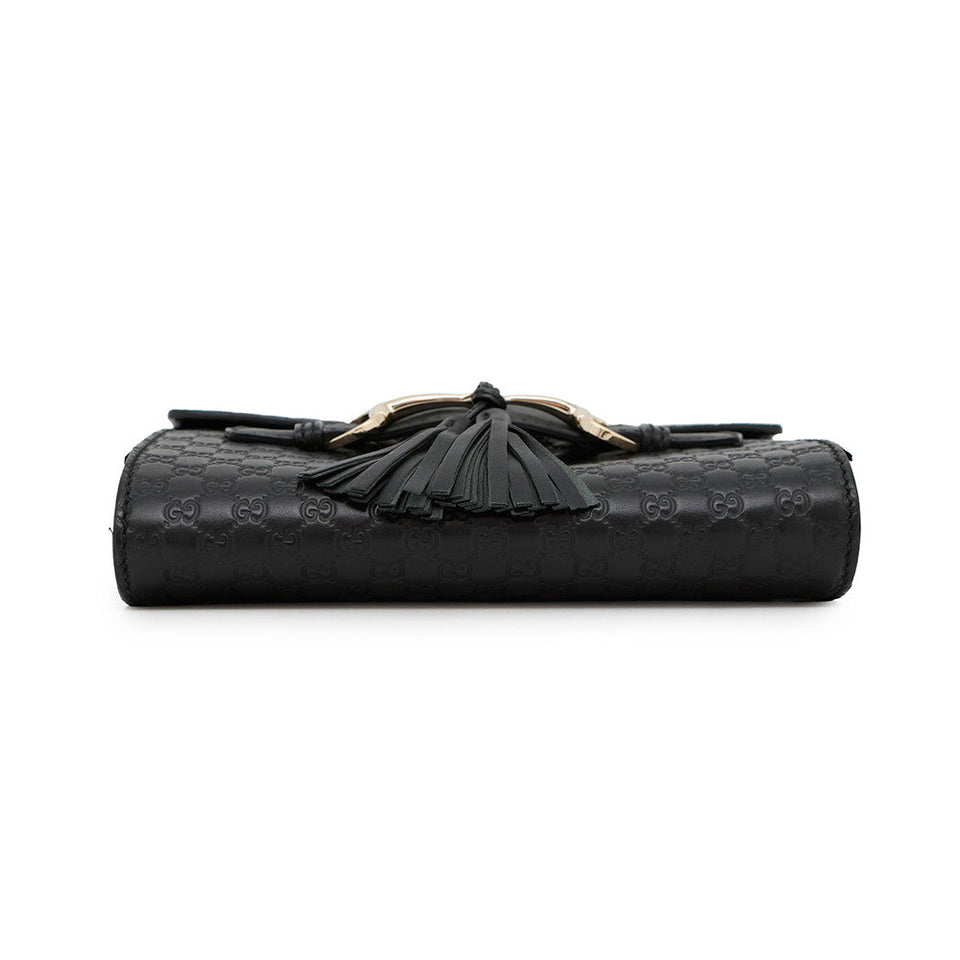 Gucci Emily MicroGuccissima Chainshoulder Bag Black449636 Leather