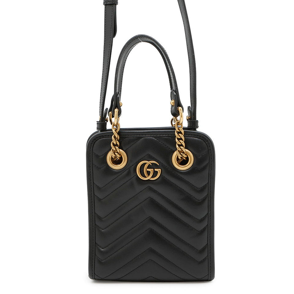 Gucci GG Marmont Quilted Mini 2WAYHandbag Black696123 Leather