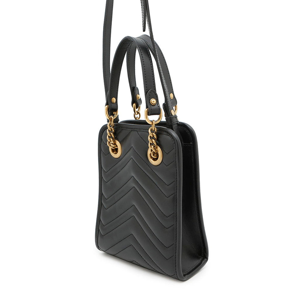 Gucci GG Marmont Quilted Mini 2WAYHandbag Black696123 Leather