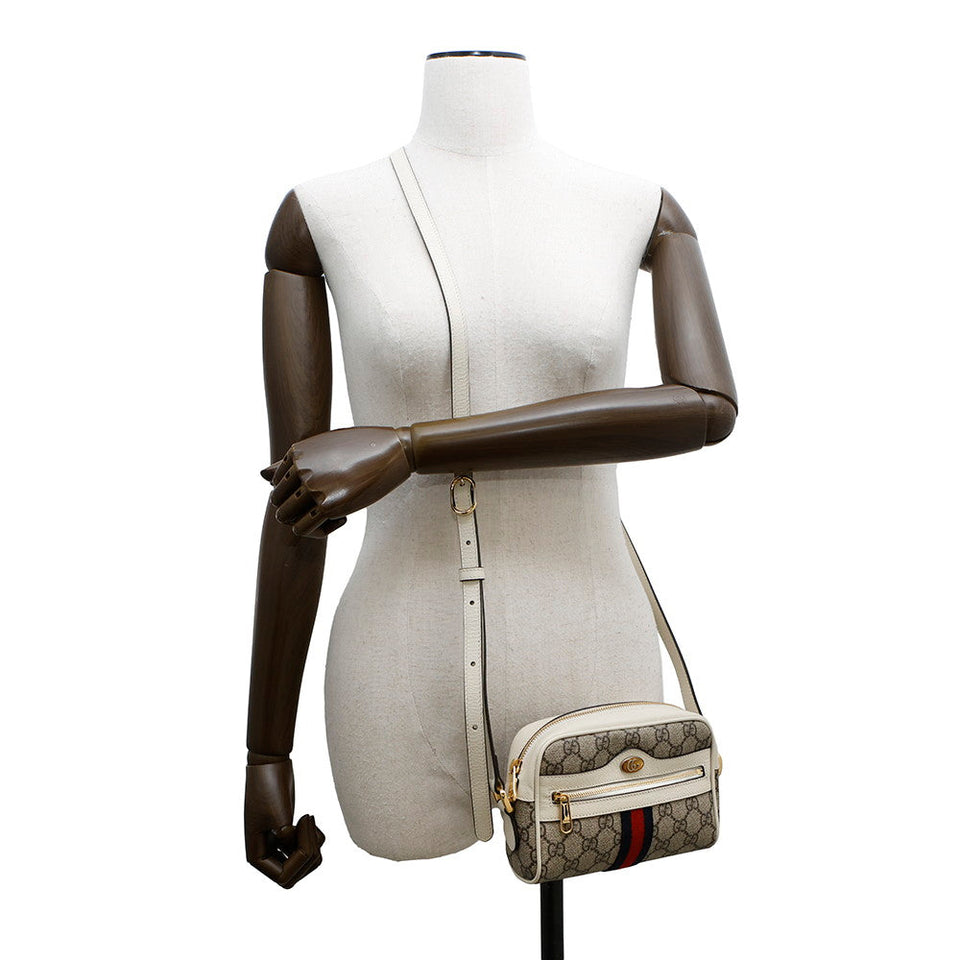 Gucci Ophidia GG Supreme Mini Shoulder Bag Beige/White517350 PVC Leather