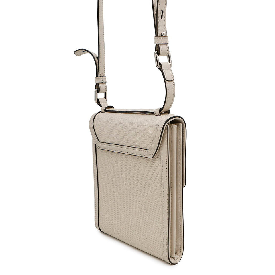 Gucci GG-embossed messenger bag White625782 Leather