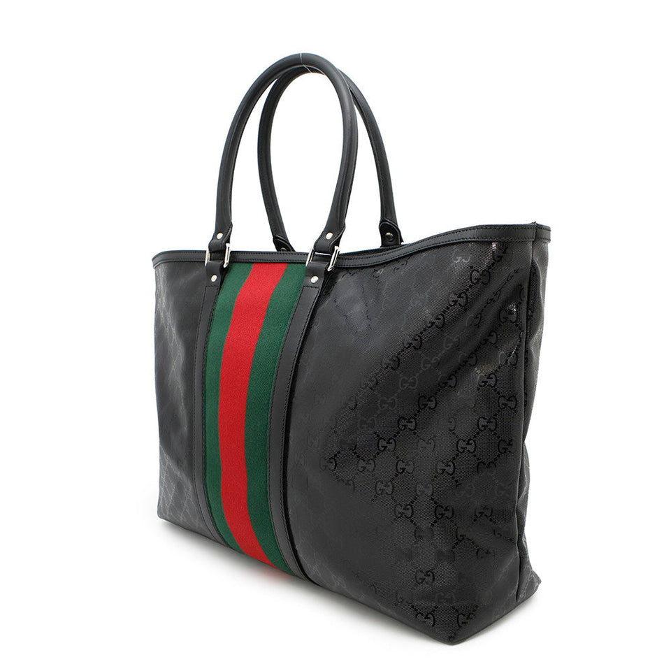 Gucci GG Imprime Cherie Line Tote Bag Black347987 PVC Leather