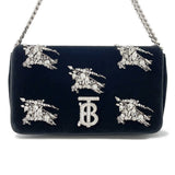 Burberry Lola Bag TB Logo Crystal Bag Black Velvet Rhinestone