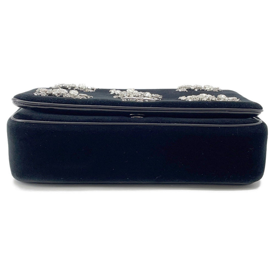 Burberry Lola Bag TB Logo Crystal Bag Black Velvet Rhinestone