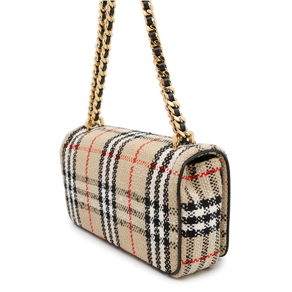 Burberry Lola Vintage Check Shoulder Bag Beige8063080 Canvas Size Small