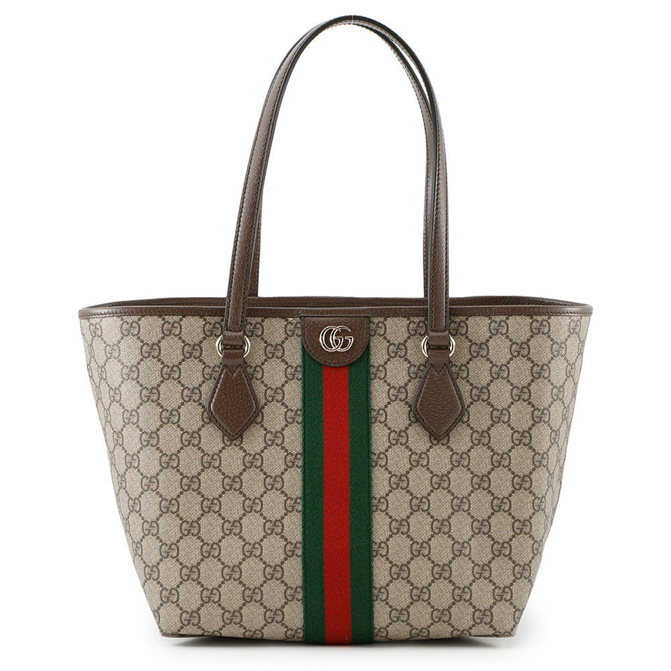 Gucci Double G Tote Bag Beige/Brown836831 Leather PVC Size Medium