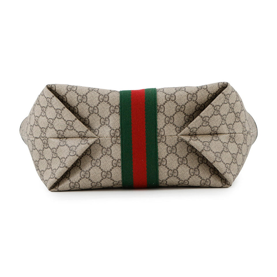 Gucci Double G Tote Bag Beige/Brown836831 Leather PVC Size Medium