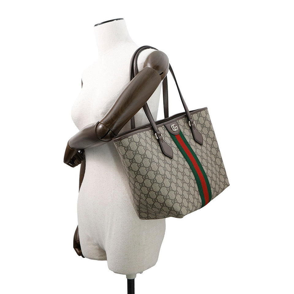 Gucci Double G Tote Bag Beige/Brown836831 Leather PVC Size Medium
