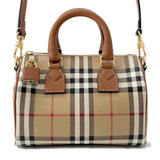 Burberry Check Bowling Bag Archive Beige/Briar Brown81097911 PVC Leather Size Mini