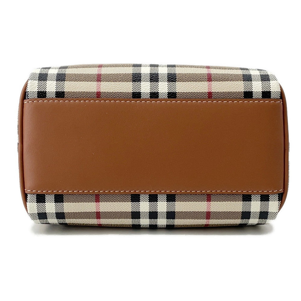 Burberry Check Bowling Bag Archive Beige/Briar Brown81097911 PVC Leather Size Mini