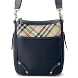 Burberry Shoulder Bag Black/Beige Canvas Leather