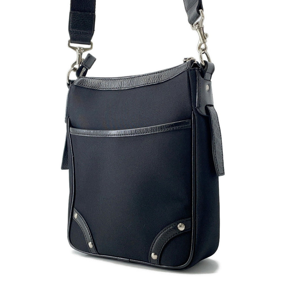 Burberry Shoulder Bag Black/Beige Canvas Leather