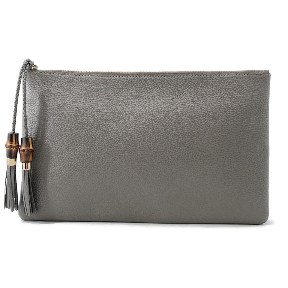 Gucci Bamboo Tassel Clutch Bag Gray449653 Leather
