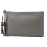 Gucci Bamboo Tassel Clutch Bag Gray449653 Leather