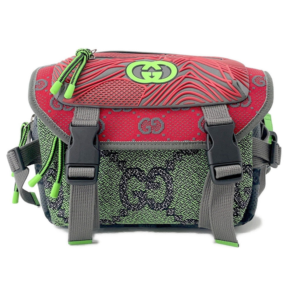 Gucci GG Backpack Green/Red/Gray752100 Nylon