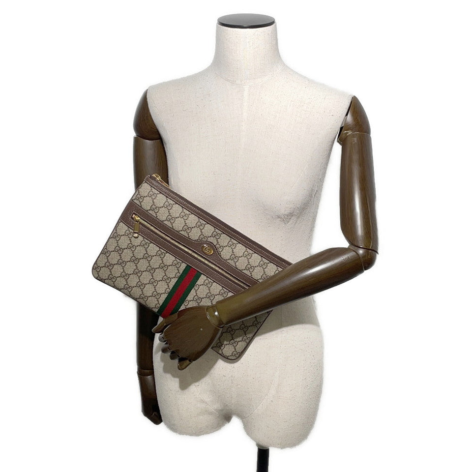 Gucci GG Supreme Ophidia Clutch Bag Brown/Beige517551 Canvas Leather