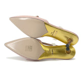 Gucci Bamboo Heel Pumps Pink Leather Faux Pearl Size 34 1/2