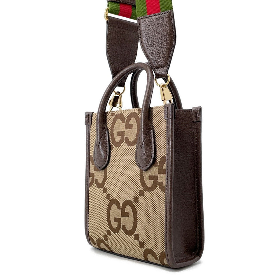 Gucci Jumbo GG 2WAY Shoulder Bag Brown/Beige699406 Canvas Leather Size Mini