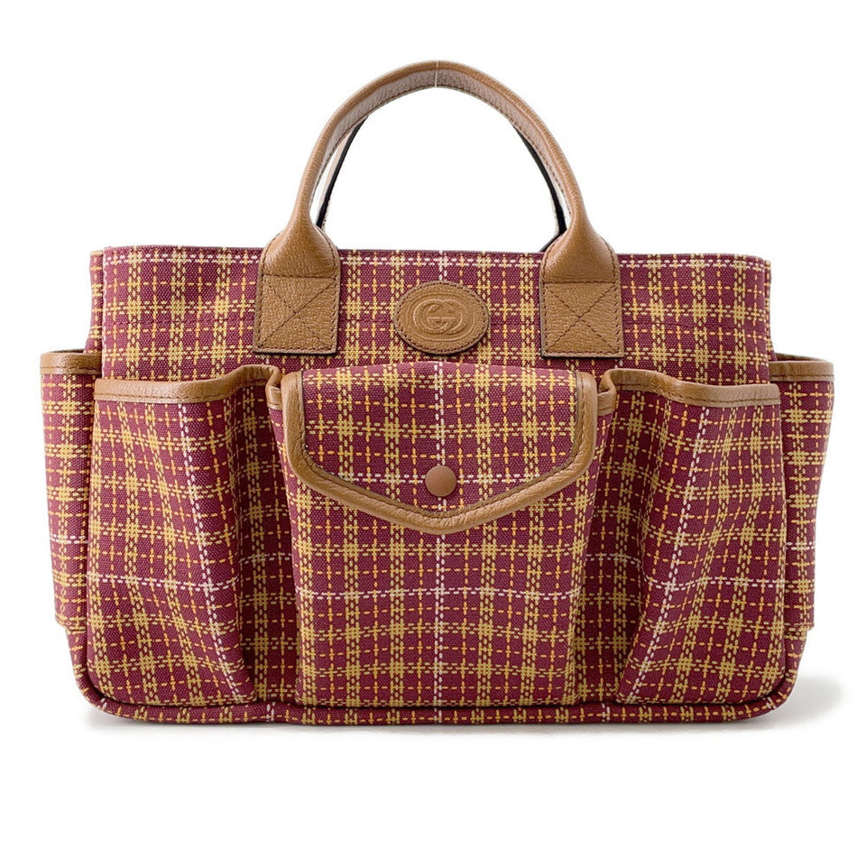 Gucci Children's Check Pattern Interlocking G Tote Bag Brown/Bordeaux628159 Canvas Leather