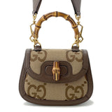 Gucci Bamboo 1947 Jumbo GG Top Handle Bag Beige/Brown686864 Canvas Leather Size Mini