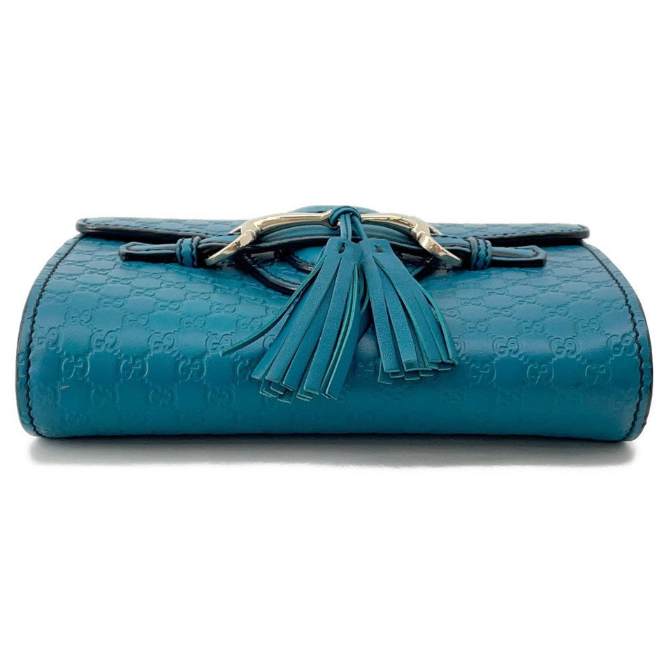 Gucci Emily MicroGuccissima Chainshoulder Bag Turquise Blue449636 Leather